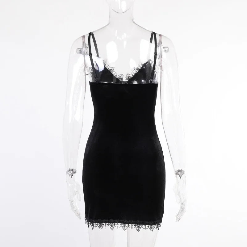 Dark Cross Goth Spaghetti Strap Mini Dress