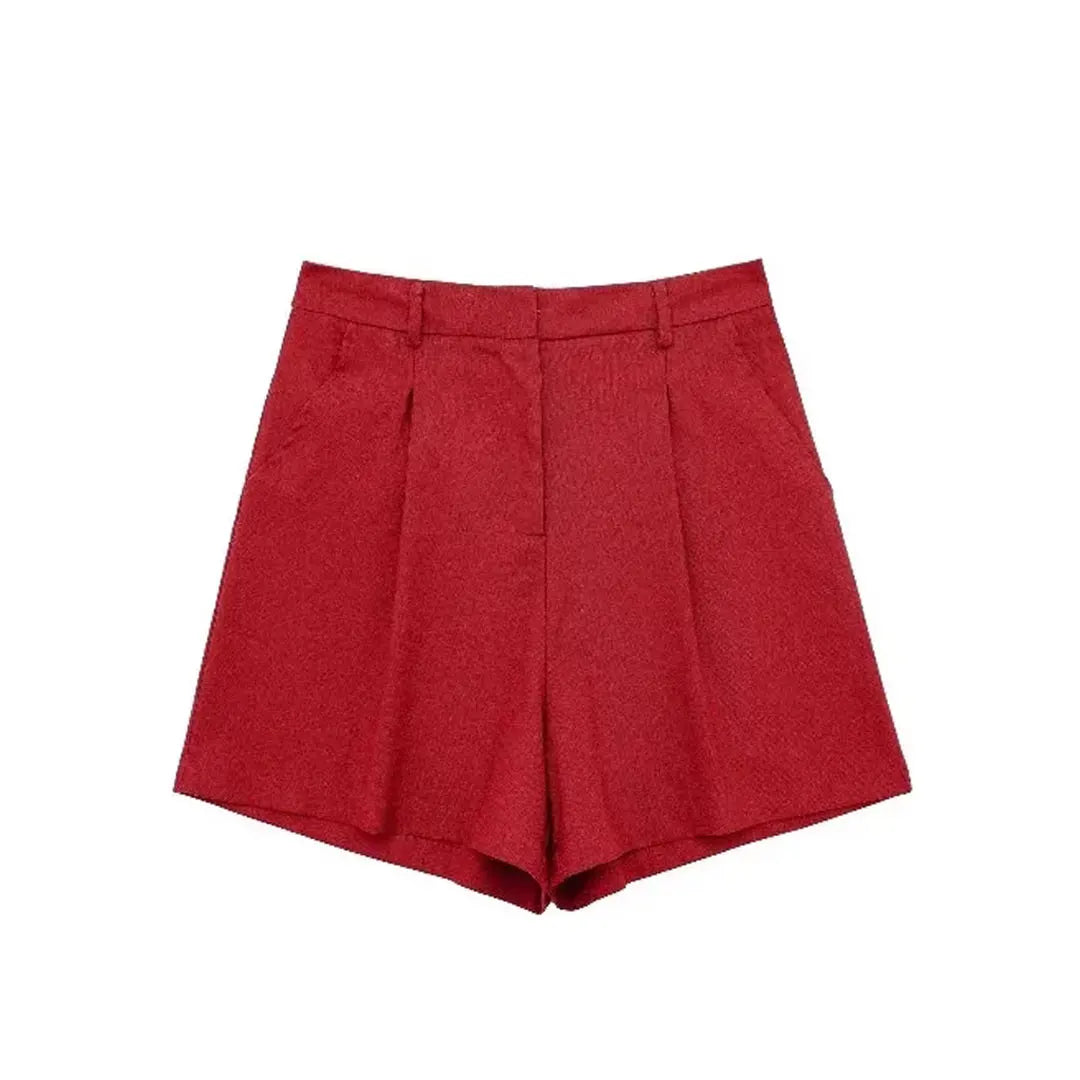 Women Fashion Red Vest Shorts Sets