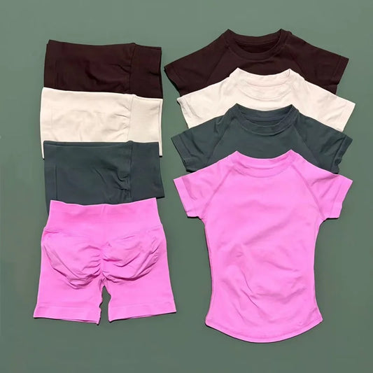 Seamless Short Sleeve Yoga & Gym Set