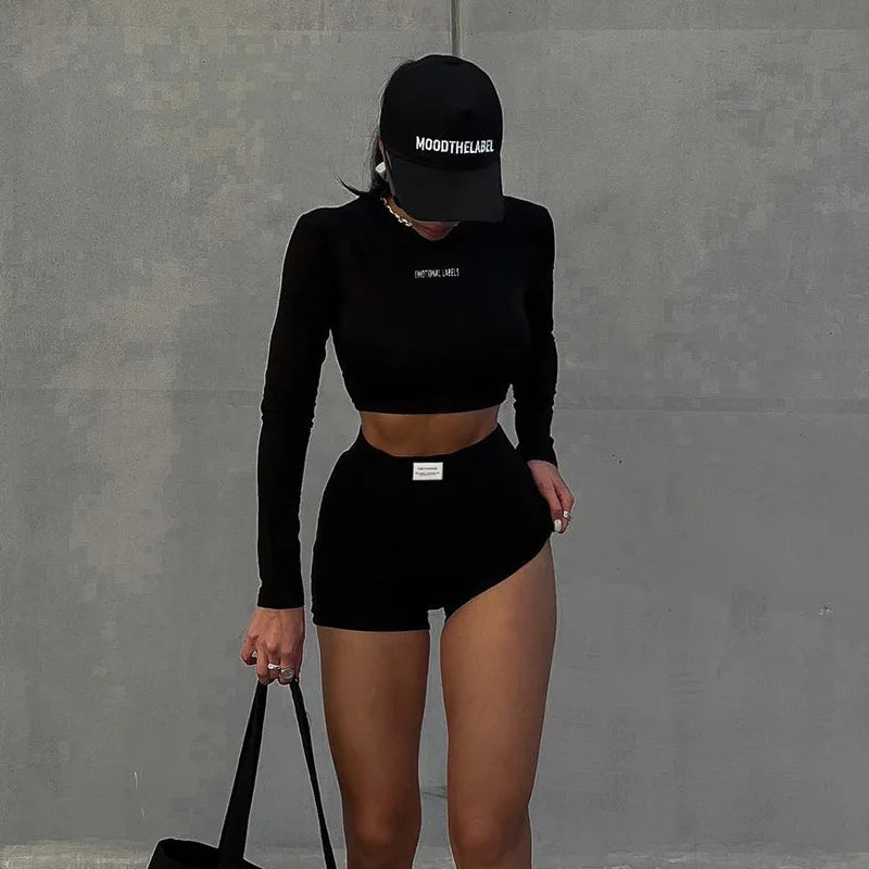 Round Neck Sports Two-Piece Set