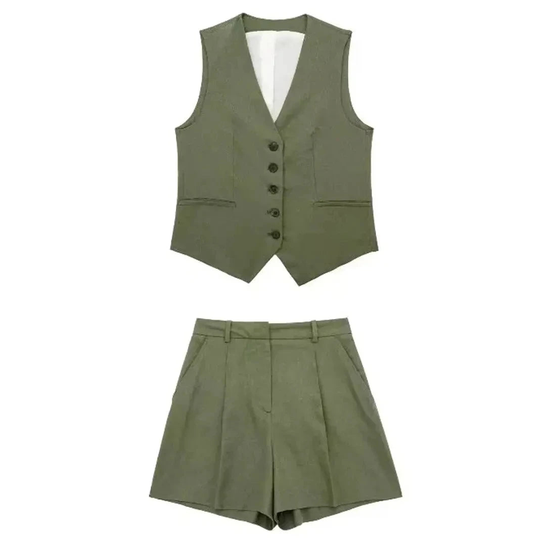 Women Fashion Red Vest Shorts Sets