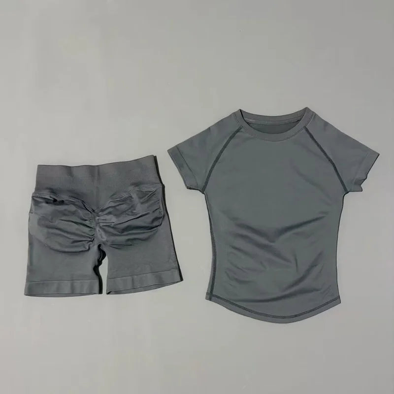 Seamless Short Sleeve Yoga & Gym Set