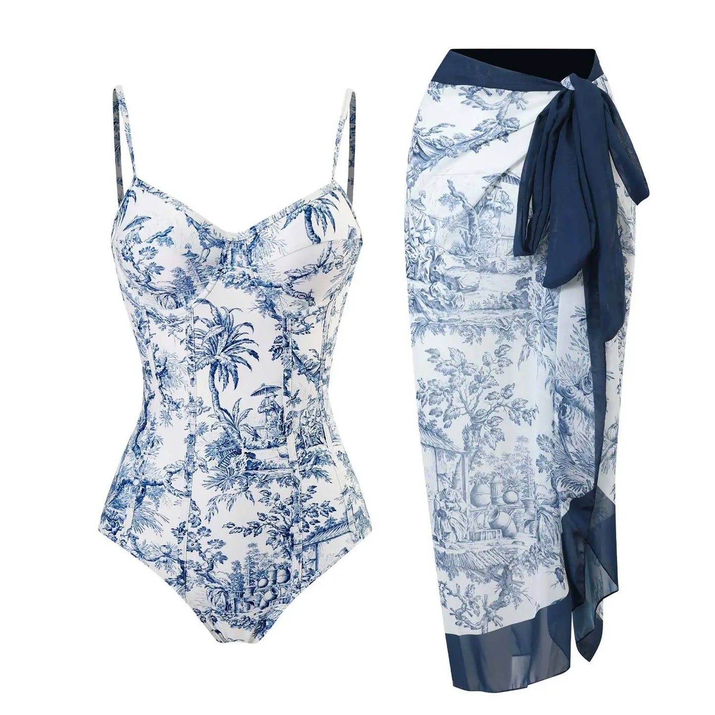 Push-Up Monokini Skirt Bikini Set