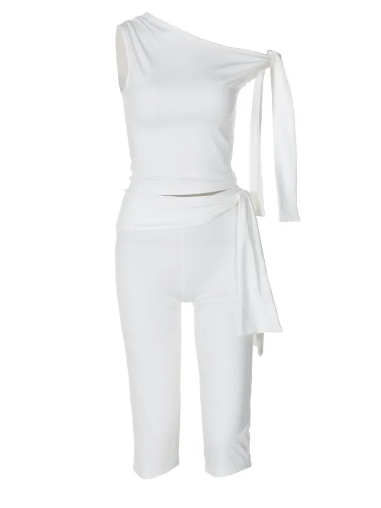 Tossy White Shorts 2 Piece-Set Female See-Through Slim