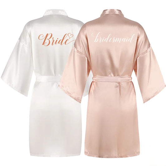 Champagne Satin Bridal Kimono Robe