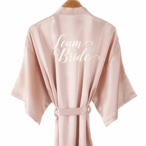 Champagne Satin Bridal Kimono Robe