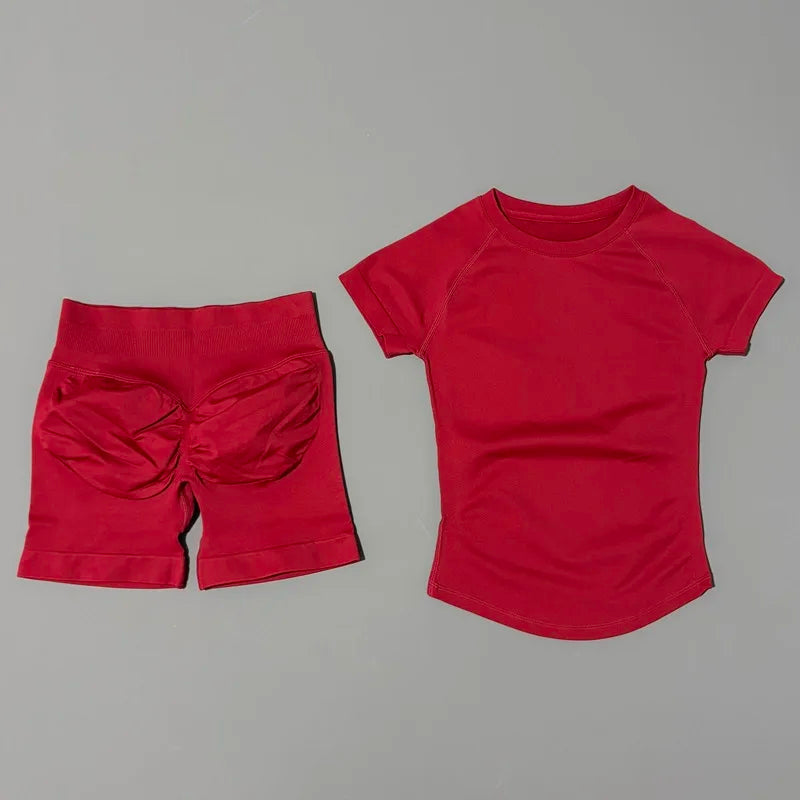 Seamless Short Sleeve Yoga & Gym Set