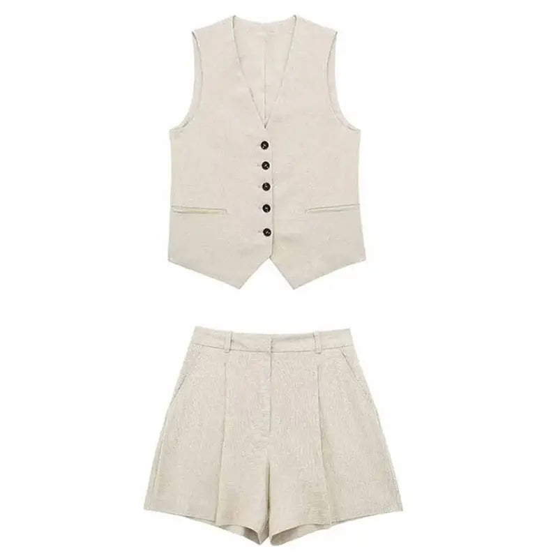 Women Fashion Red Vest Shorts Sets