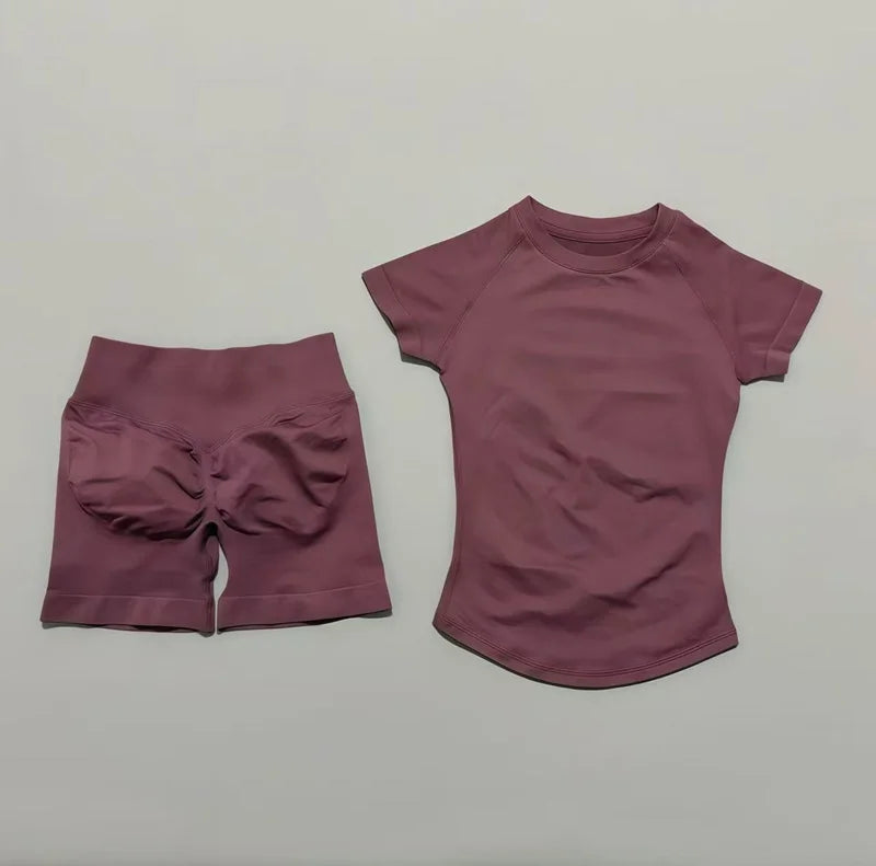 Seamless Short Sleeve Yoga & Gym Set