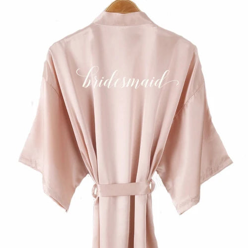 Champagne Satin Bridal Kimono Robe