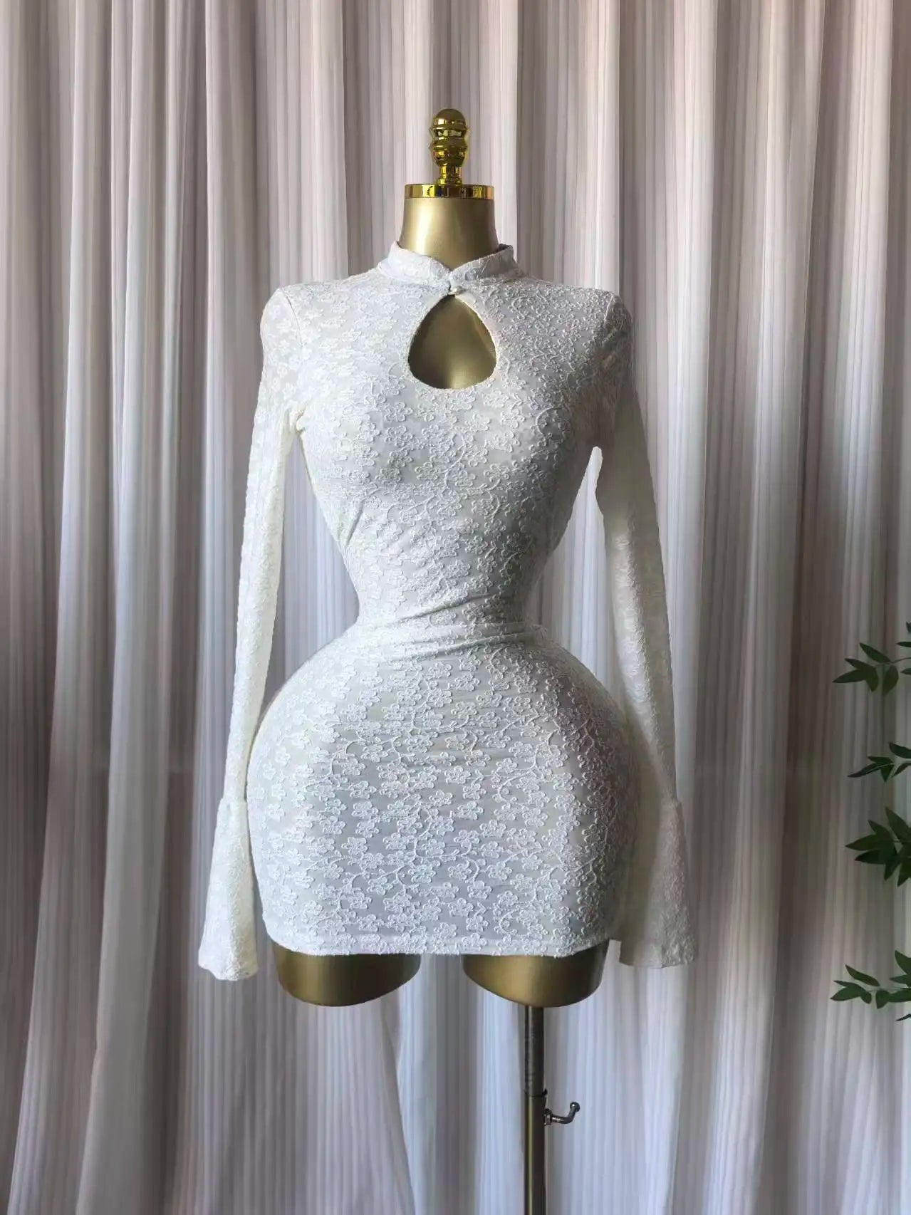 Satin Stand Collar Bodycon Midi Dress