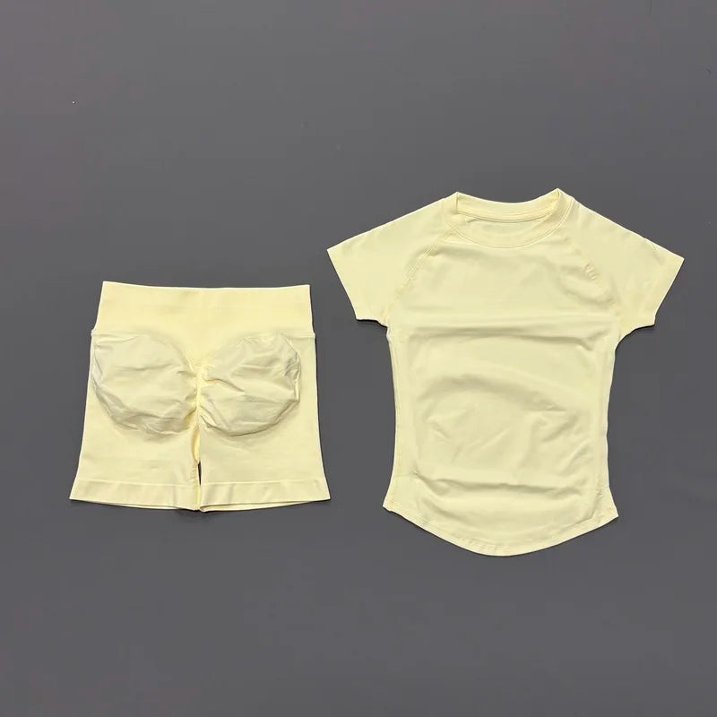 Seamless Short Sleeve Yoga & Gym Set