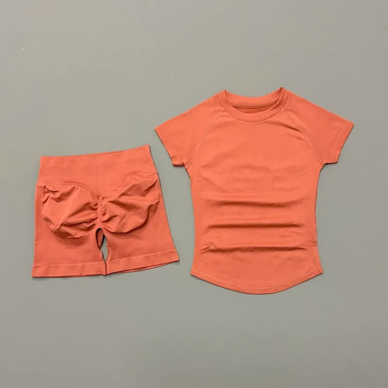 Seamless Short Sleeve Yoga & Gym Set