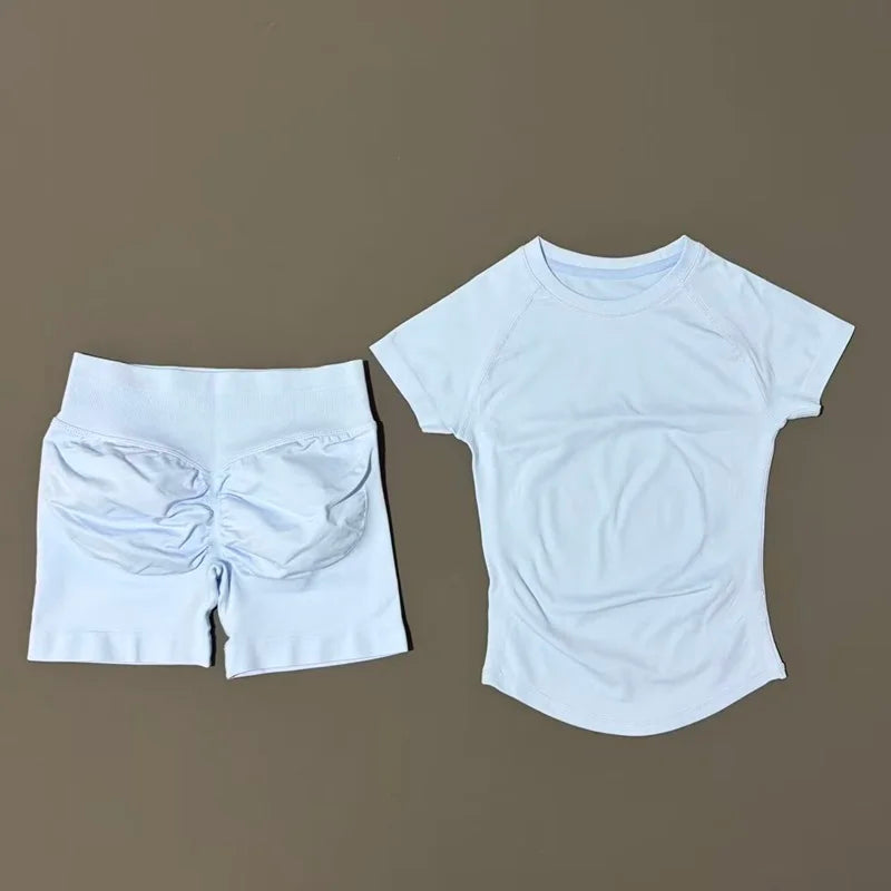 Seamless Short Sleeve Yoga & Gym Set