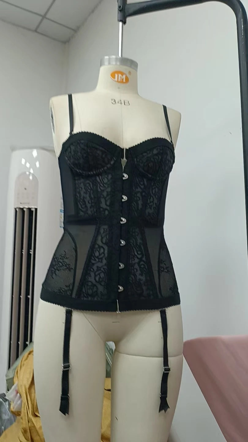 Lace Spaghetti Strap Top & Satin Skirt Party Set