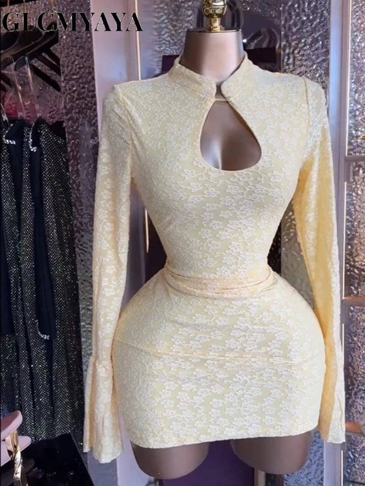 Satin Stand Collar Bodycon Midi Dress