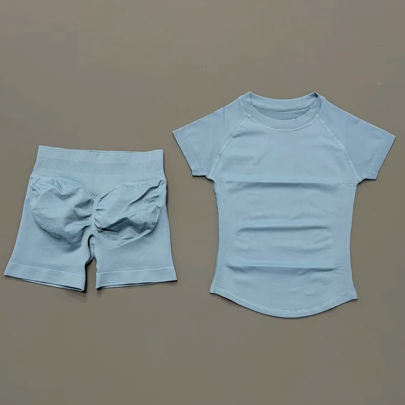 Seamless Short Sleeve Yoga & Gym Set