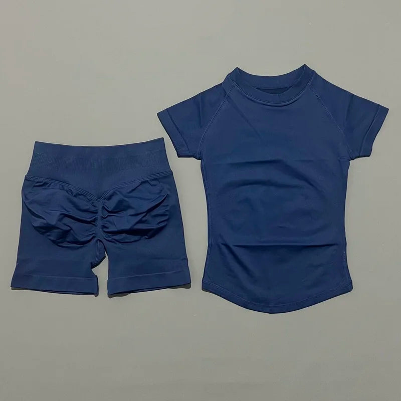 Seamless Short Sleeve Yoga & Gym Set