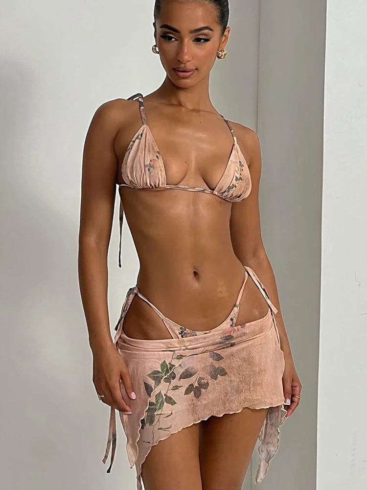 High Waist Bandage 3-Piece Bikini Set