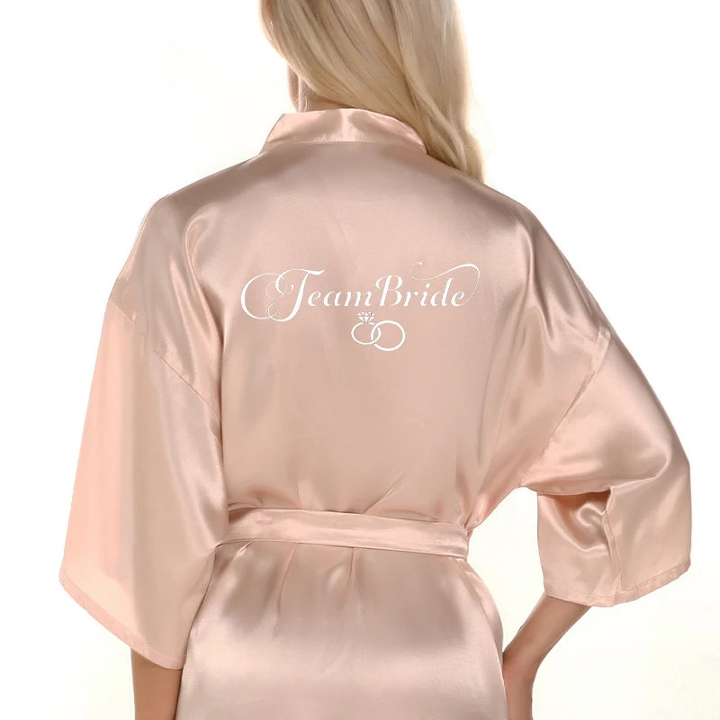 Champagne Satin Bridal Kimono Robe