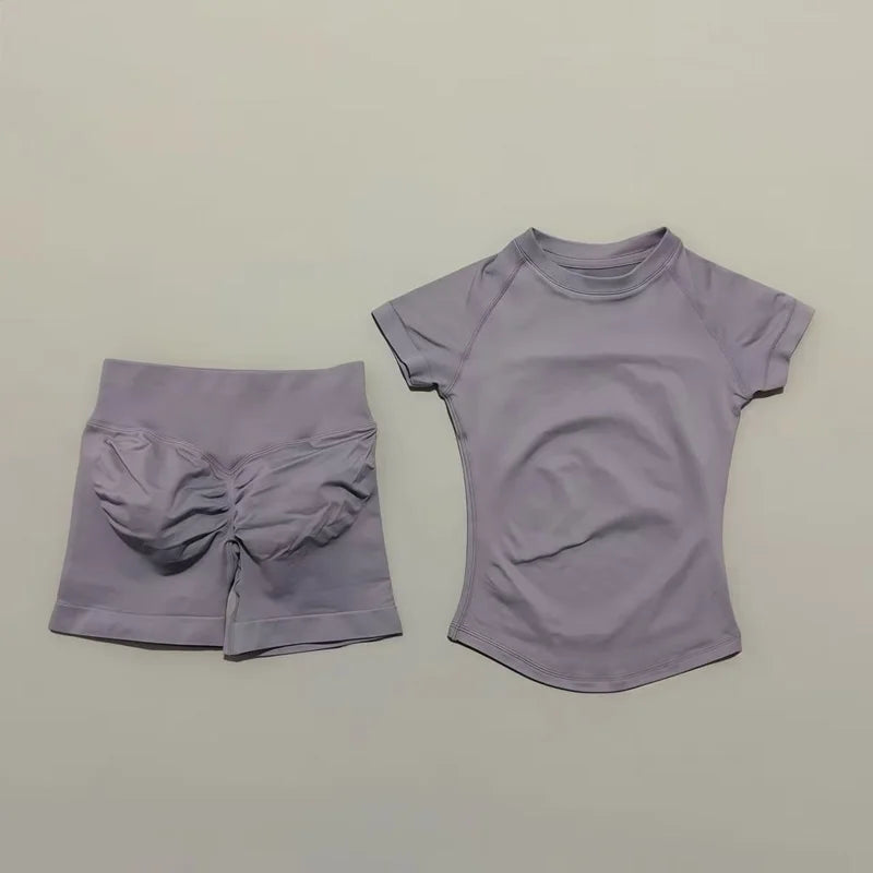 Seamless Short Sleeve Yoga & Gym Set