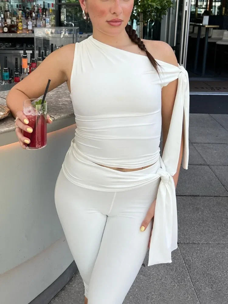Tossy White Shorts 2 Piece-Set Female See-Through Slim