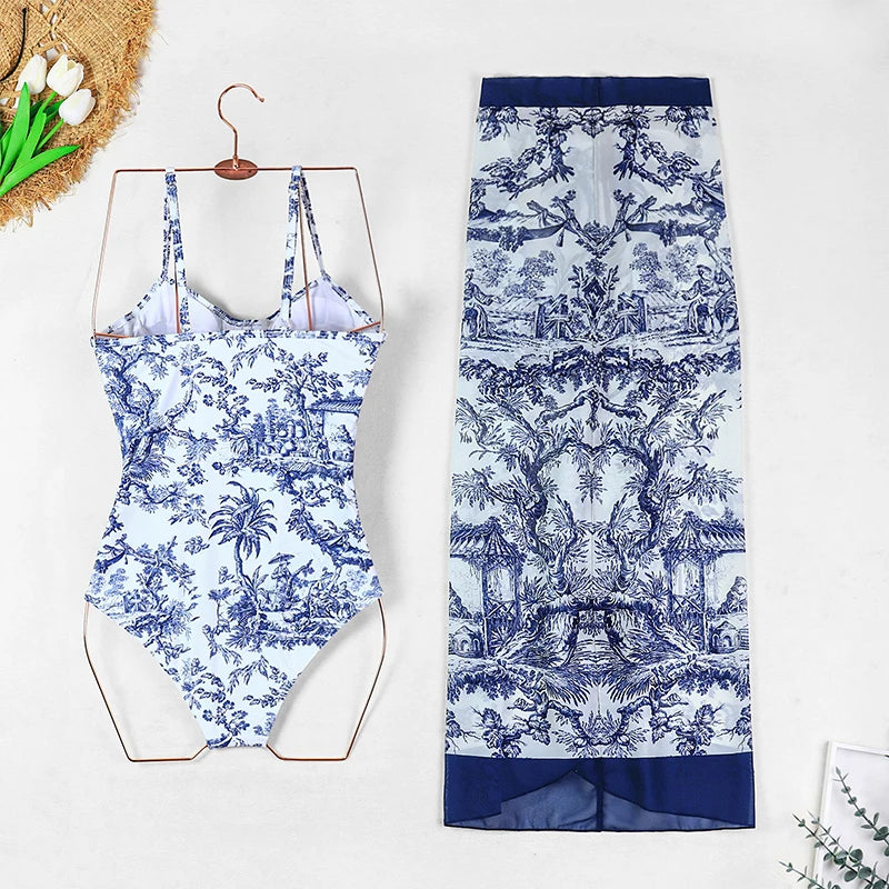 Push-Up Monokini Skirt Bikini Set