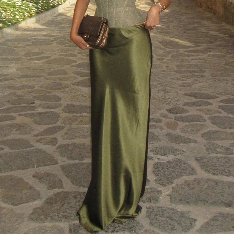 Lace Spaghetti Strap Top & Satin Skirt Party Set