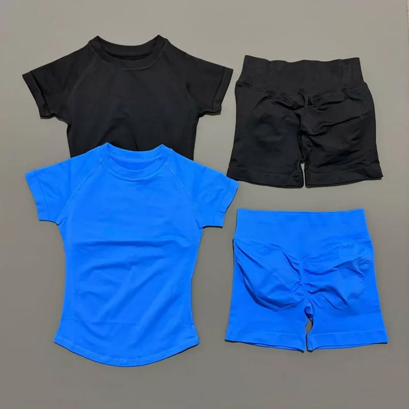 Seamless Short Sleeve Yoga & Gym Set