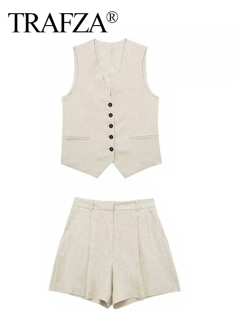 Women Fashion Red Vest Shorts Sets