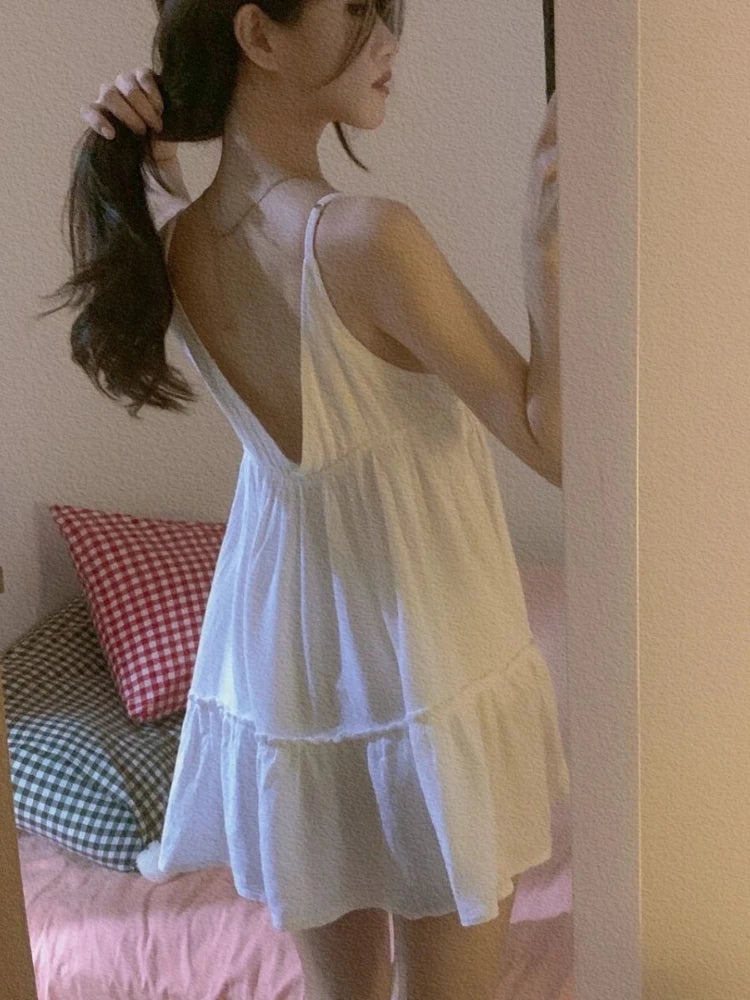 Sleeveless Backless Mini Nightgown