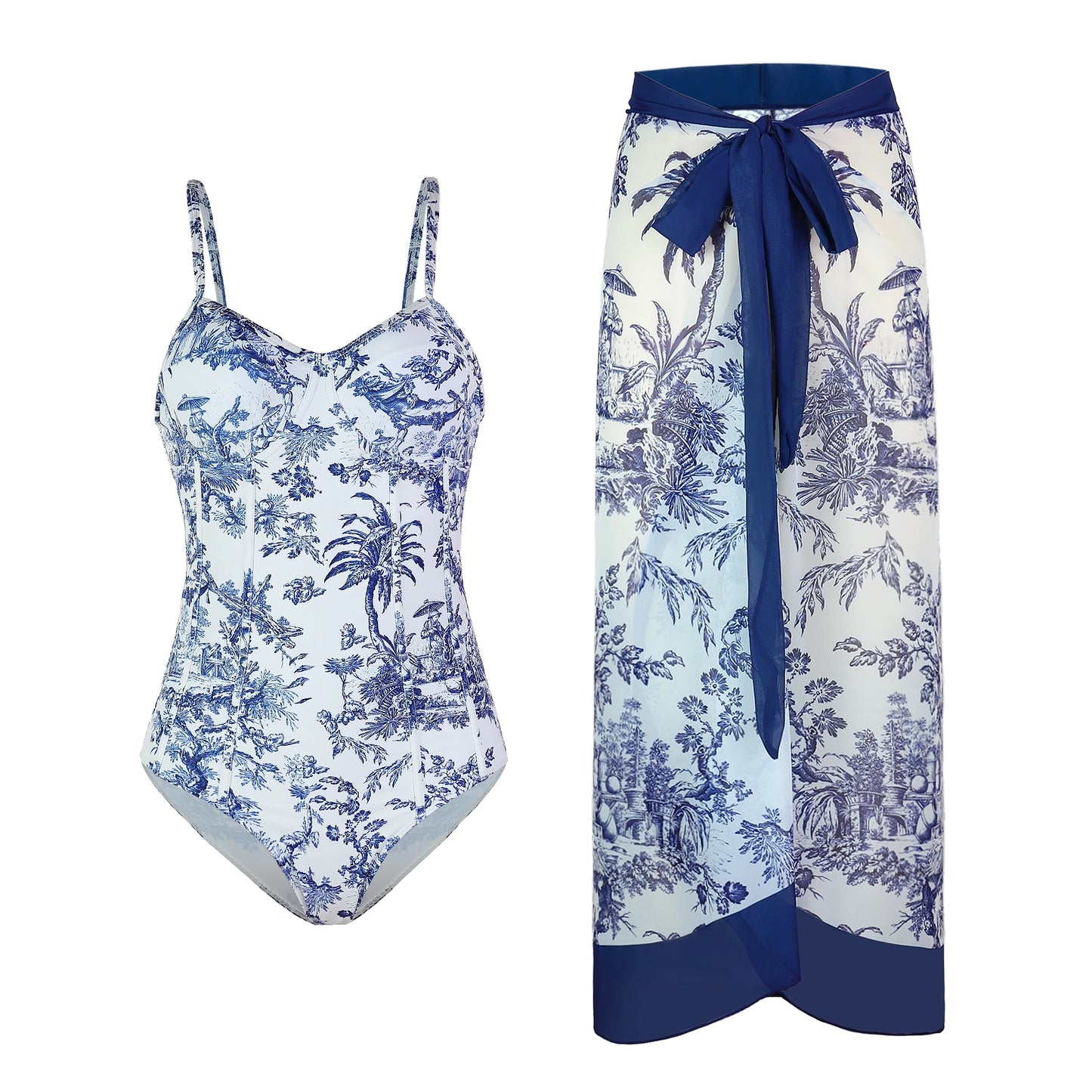 Push-Up Monokini Skirt Bikini Set