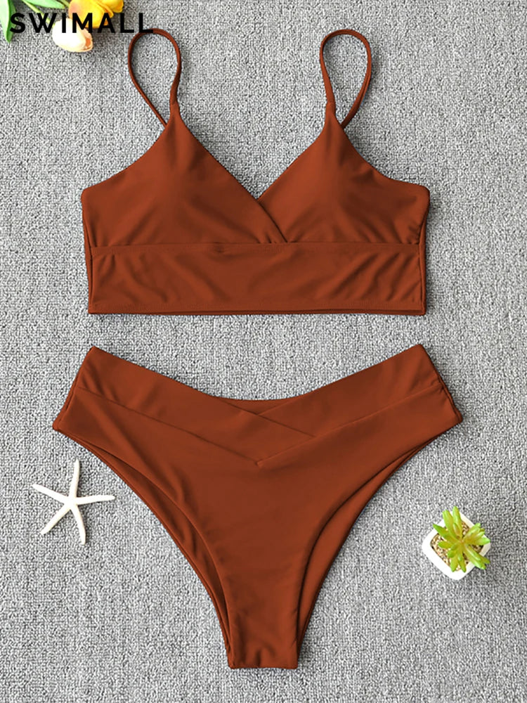 Solid Push-Up Vest Bikini Set