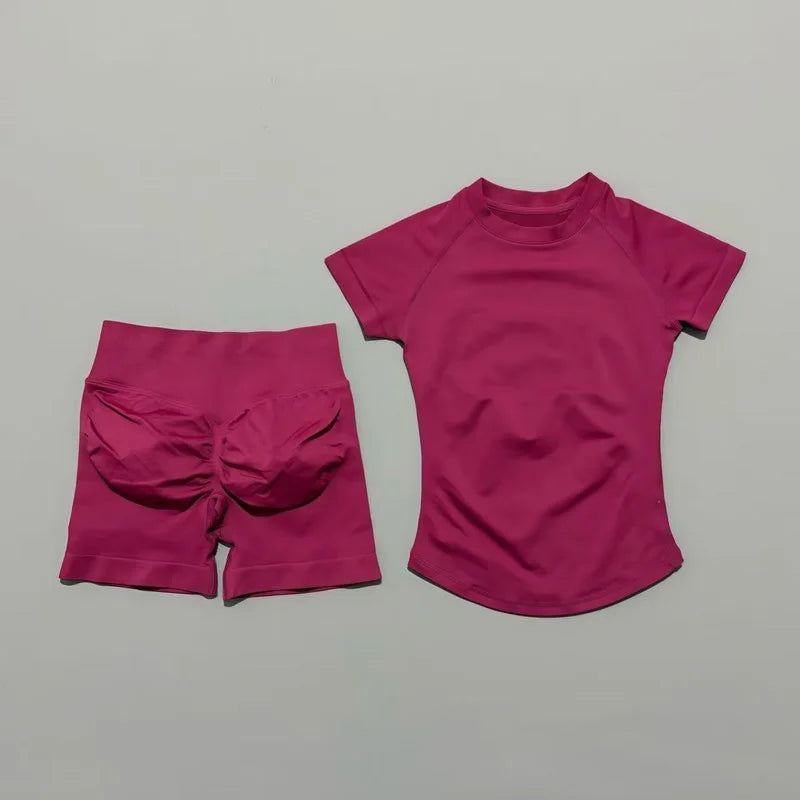 Seamless Short Sleeve Yoga & Gym Set