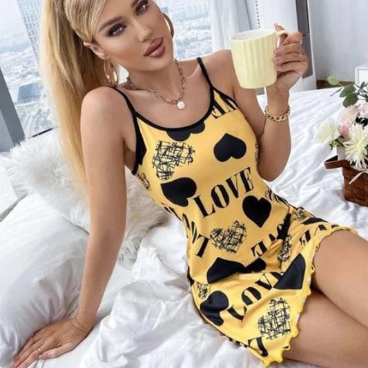 Heart & Letter Print Slip Nightdress