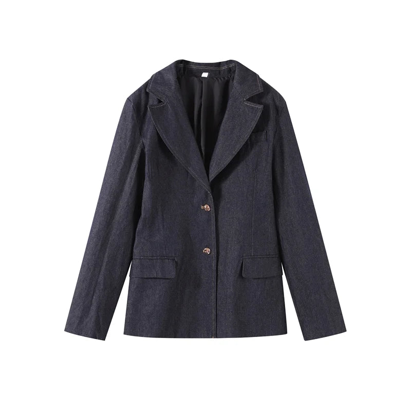 Retro Denim Vest Suit Jacket Pant 3 Piece Sets