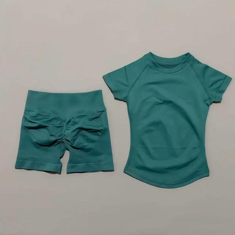 Seamless Short Sleeve Yoga & Gym Set