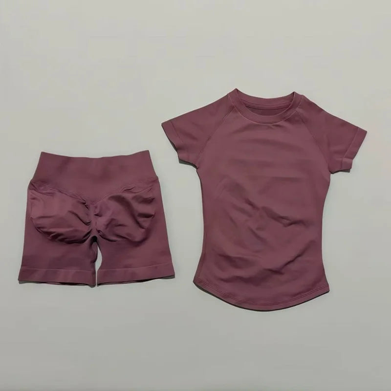 Seamless Short Sleeve Yoga & Gym Set