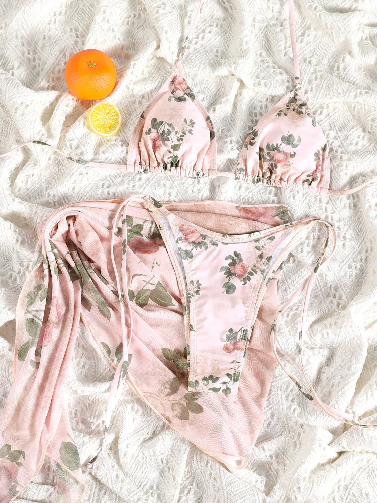 High Waist Bandage 3-Piece Bikini Set