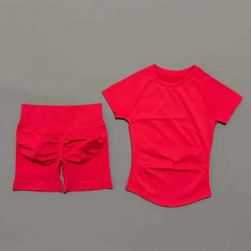 Seamless Short Sleeve Yoga & Gym Set
