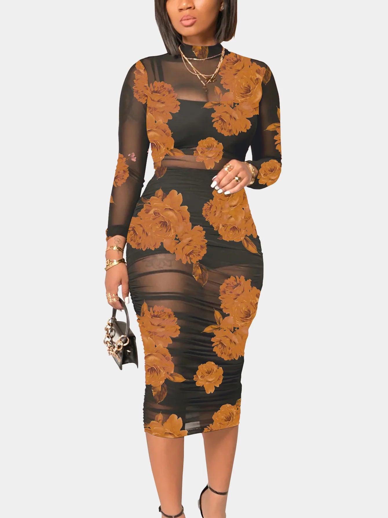 Floral Mesh 3-Piece Party Mini Dress Set