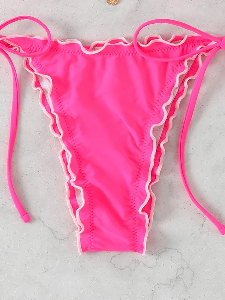 Triangle Micro Lace-Up Thong Bikini Set